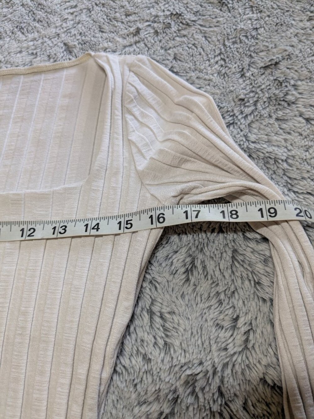 Reformation Delancey Top Cream Long Sleeve Ribbed Square Size Large - Picture 5 of 9